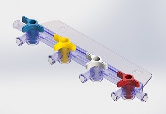 Elcam Medical standard multi-port manifolds for critical care.